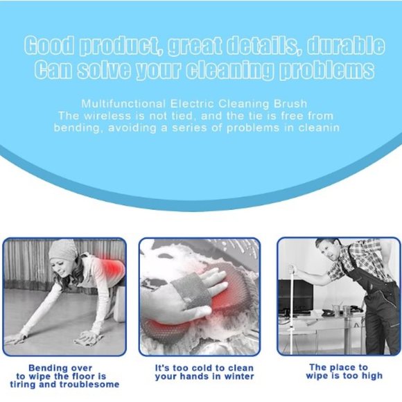 Cordless Electric Spin Scrubber - Shower/Bathroom /Floor with Extension Arm - Picture 7 of 9